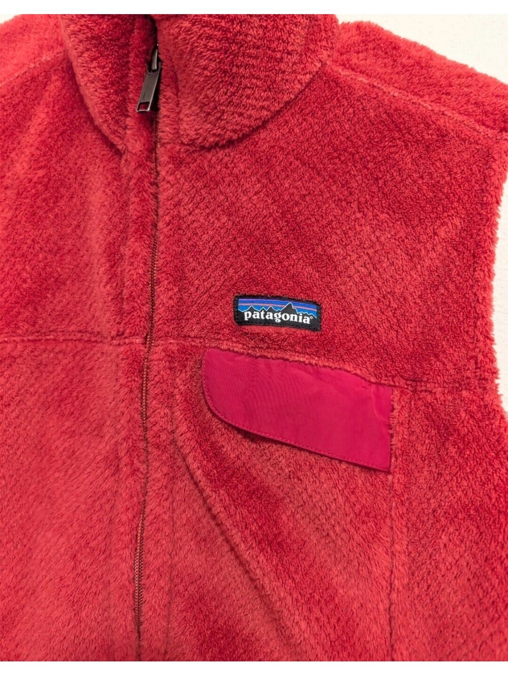 Patagonia Women's Large Red Fleece Vest with Chest Pocket, Made in Mexico - Picture 2 of 6